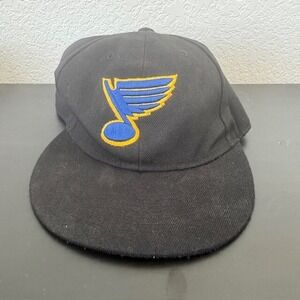 Mens Black St Louis Blues Snapback Hat Max Headgear NHL Hockey One Size Fits All